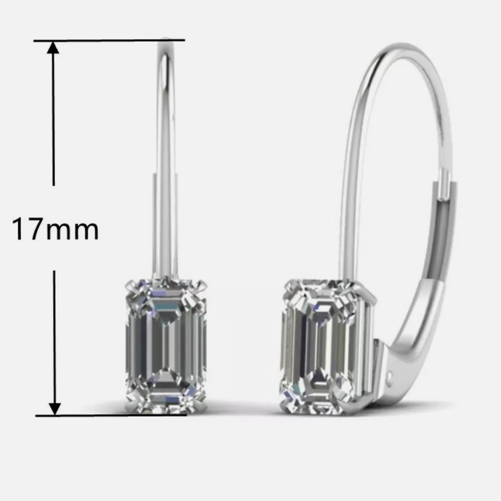 New Elegant 925 Silver Stud Earrings for Women White Sapphire - Picture 4 of 4